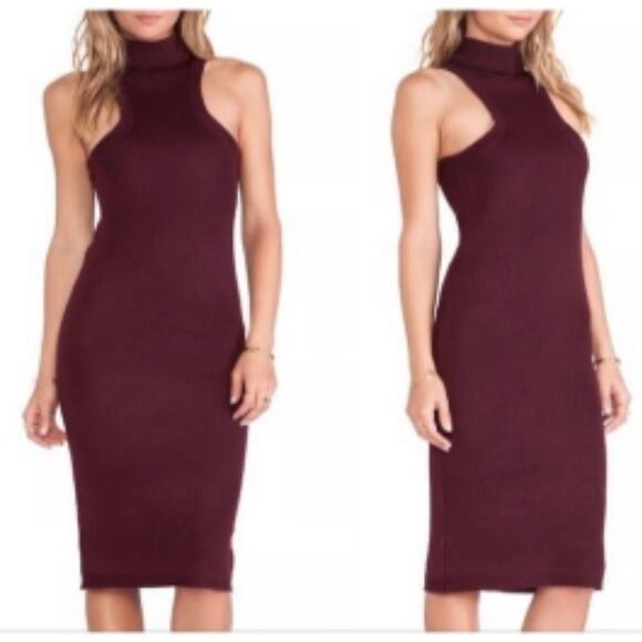 Rachel‎ Pally Burgundy Sleeveless Sweater Dress Halter Knee Length Collar Small - Picture 1 of 8